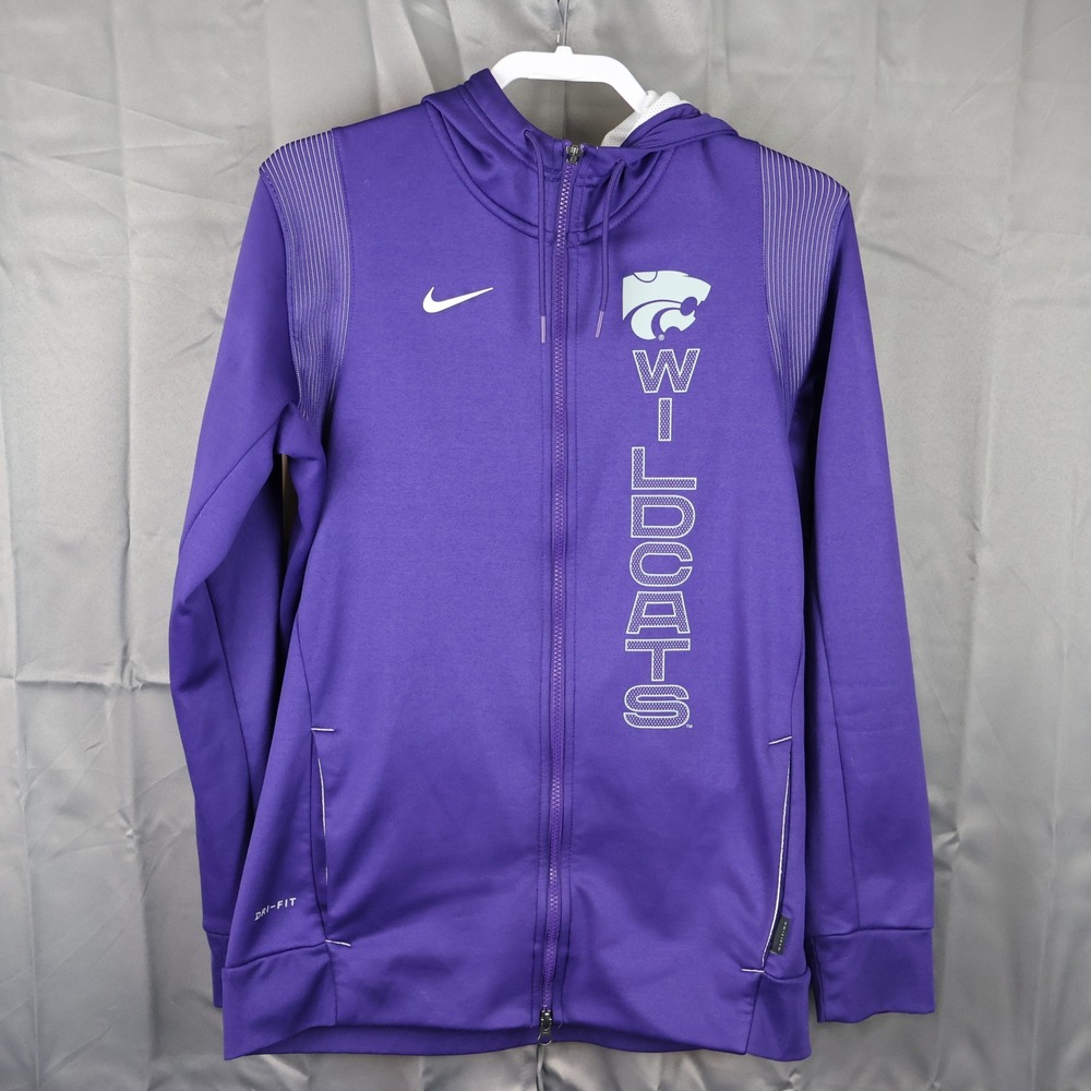 Nike Mens Kansas State Wildcats Dri-FIT Full Zip Hoodie Purple Big 12 Medium